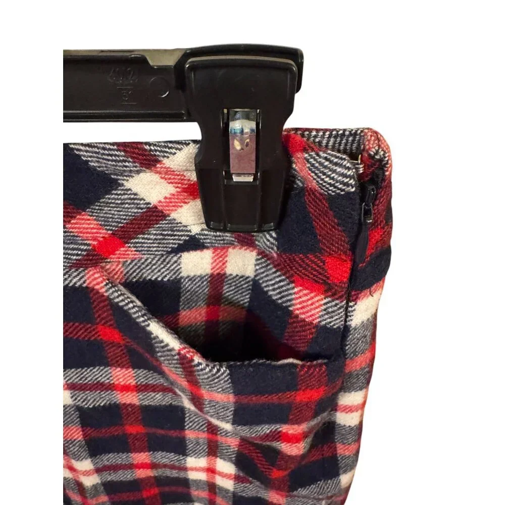Talbots Petites 2P Plaid Wool Blend Skirt Red & Navy - Picture 8 of 11